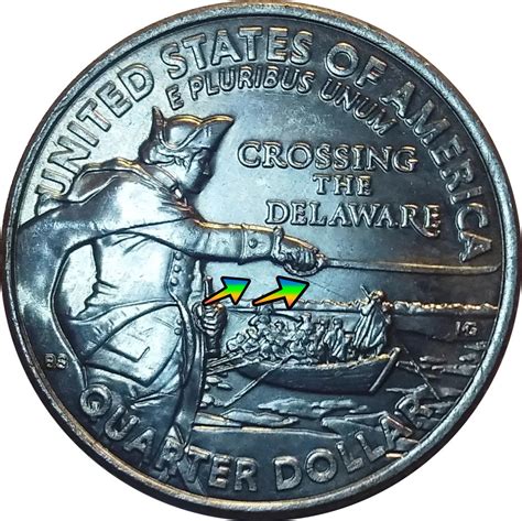 <strong>CROSSING THE DELAWARE</strong> HAMBURG DIE CHIP <strong>ERROR</strong> LARGE "CROWN" CIRCULATED. . 2021 crossing the delaware quarter errors